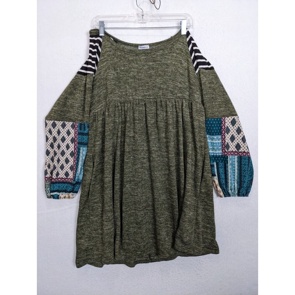 Egy California Womens Dress Size 1XL Long Sleeve Pullover Polyester Blend Green